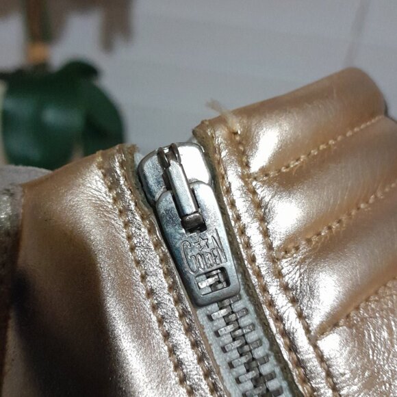 Golden Goose Laminated Slide Sneakers Sz 35 (US 5) Preowned Gold White Blue - Picture 9 of 16